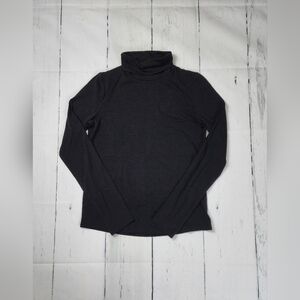 Eileen Fisher Stretch Tencel Scrunch Neck Tunic Top Black Size  XXS oversized